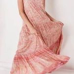 None Tiered Boho Floral Strappy Sleeve Maxi Dress Photo 0
