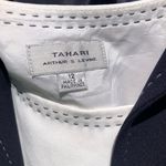 Tahari  by Arthur S Levine Long Blue Coat with matching white blouse 12 Photo 3