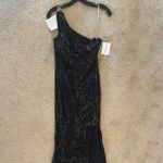 Marchesa Notte one shoulder dark navy glitter tulle evening gown size 2 NWT Blue Photo 2