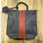 Saks 5th Avenue Sak's fifth ave queen bee tote bag navy blue and burgundy faux leather Photo 2