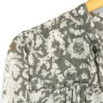 Lucky Brand  | Small | Gray Beaded Floral Peasant Top Semi-Sheer with Neck Tie Photo 3