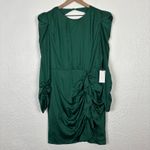 ASTR The Label Green Ruched Satin Long Sleeve Mini Dress NWT Size XL Photo 2