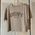 DKNY Women's Taupe Logo Tee Photo 1