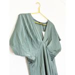 ZARA NWT Green Satin Slip Midi Dress Sz Large Short Sleeve Cocktail Quiet Luxury Photo 7