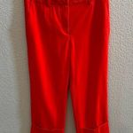 ZARA RED Cropped Cuffed TROUSERS PANTS Turn Up Hem SIZE Small Photo 0
