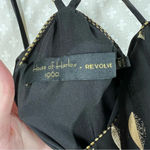 Revolve  House Of Harlow Black Gold Leaf Print Halter Dress‎ Photo 6