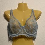 Victoria's Secret Victoria’s Secret Light Blue Sheer Lace Unlined Bra 36DD Satin Trim Corset Wire Photo 0