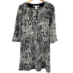 Diane Von Furstenberg DVF Gaby Gray Floral Jacquard Wool Knit Bell Sleeve V-Neck Dress Size 2 Photo 2