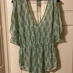 Francesca's Francesca’s tropical leaf pom sheer swim romper, size medium Photo 0