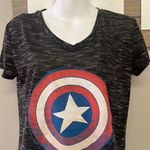 Marvel  Heather Dark Gray/Black Short Sleeve Captain America T-Shirt- Medium Photo 1