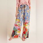 Anthropologie by  Leilani Paperbag Wide-Leg Pants in Blue Floral Size Small‎ Photo 4