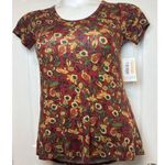 LuLaRoe Classic T XXS Red Sunflower Floral Print NWT Women’s Top Photo 0