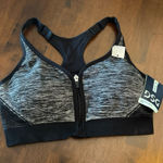 NWT DSG Women's Medium Support Racerback Bra Seamless Front Zip Lrg Black Gray Size L Photo 0