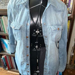 Gap  distressed XS basic minimalist denim button down shirt Photo 0