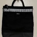Versace Black Tote | Shoulder Bag | Silver Greek Key Design Photo 0