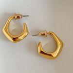 Gold Hoop Earrings Octagon Earrings Thick Hoop Earrings Photo 0