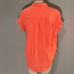 Premise  pink coral short sleeve button down shirt top blouse woman’s medium Photo 2