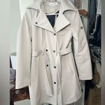 Calvin Klein Women's Double Breasted and Belted Cream Trench Coat Photo 0