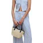 Madewell 100% Linen Scoopneck Stripe Crop Tank in Bluestone Size M Photo 1