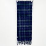 Enya Montarani Unisex Winter Boho Fringe Wool Cashmere Long Plaid Scarf Blue Photo 6