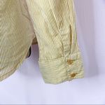 ZARA  TRF Button Front Shirt Striped Elbow Patches Medium Yellow White Oxford Photo 6