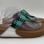FitFlop Lulu Silky Weave Green Wedge Thong Sandals Women’s size 10 Comfort Photo 3