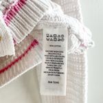 Nicole Miller  Long Sleeve Cotton Button Up Cardigan Sweater White Pink Medium Photo 5