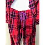 Victoria's Secret  Plaid Flannel Pajama Set Long Sleeve Pants Red Purple Sparkle Photo 4