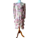 Vintage Cocktail Dress Set 12 Formal Homecoming Formal Cottage Sheer 80s 40s US Pink Photo 5