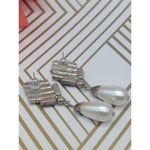 Crystal & Faux Pearl Fancy Drop Dangle Earrings Light Purple Baguette Accents Silver Photo 5