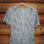 Mac Duggal  93932 Blue Flutter Sleeve Sequin High Neck Gown Dress Photo 11