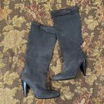 LANVIN Suede Leather Heeled Boots Sz 38.5 / 7.5 Blue Knee High Pump Photo 1