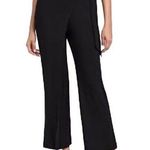 Women’s Silk Dress Pants Waisted Tie Side Wide Leg Work Pants Black Size Small Photo 0