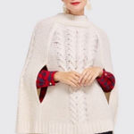 Draper James  Cable Sweater Cape Poncho M/L Photo 0