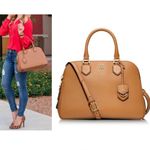 Tory Burch Robinson Pebbled Triple Zip Satchel Tigers Eye Photo 1