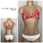 La Blanca New. red and white bikini set. Medium. Retails $139. Photo 1