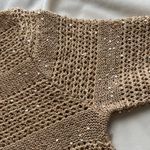 Y2K indie boho INC International tan & gold crochet sequin asymmetrical sweater Size XL Photo 6