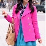 J.Crew  Majesty Peacoat Fuchsia Hot Pink Stadium Cloth Double Breasted Coat Sz 2 Photo 1