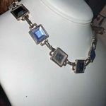 Vintage Women's Choker Necklace Blue Gemstone Jewelry Accessories Silver Tone Photo 0