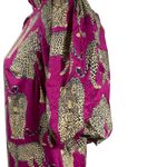 Tyler Böe Leopard Cheetah Print Ruffle Hem Dress Pink Magenta Puff Sleeve XS Photo 4