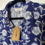 Natural Life  Cotton Gauze Midi Shirt Dress Navy Cream Vines Size XS NWT Photo 2