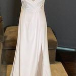 Women’s White Wedding Dress Leg Slit Silver Beading Corset Back Size 2 NEW White Photo 0