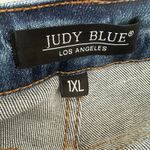 Judy Blue Shorts Womens 1XL Blue Distressed Sun Embroidery High Rise Raw Cut Off Photo 6
