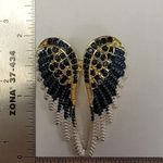 Blue and White Angel Wings Brooch Pin with Rhinestones Photo 1