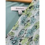 Vtg Y2K Dress Barn 4 Cottage Fairy Floral Ruched Midi Dress Sheer Flutter Sleeve Green Photo 3