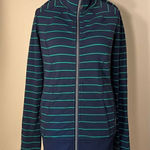 Lululemon Nice Asana Jacket Slalom Stripe Inkwell Blue and Green Size 6 Photo 0