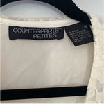 Counterparts Vintage  Petites Ivory Blouse Lace Collar Pearl Button Cuffs Size 10 Photo 4