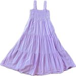 Seafolly Australia Lilac Boathouse Dress 100% Cotton Lined Smocked Airy Large Purple Photo 9