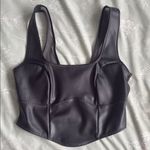 Black Faux Leather Crop Top Size M Photo 1