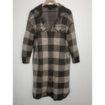 360 SWEATER Indigo Plaid Midi Shirt Dress In Mocaquinoa Small Alpaca Wool Brown Photo 8